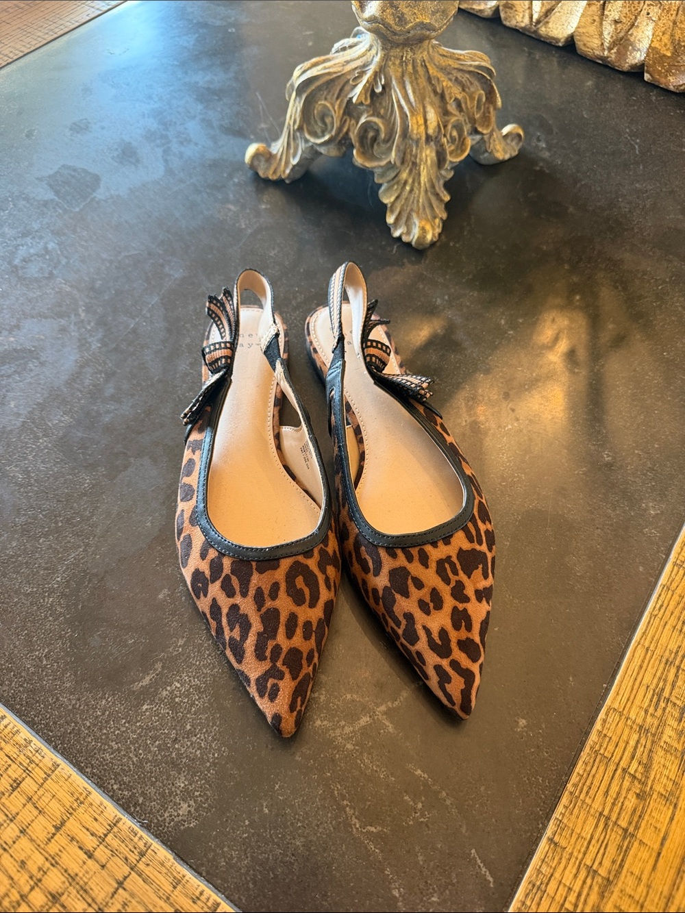a new day Leopard Print Pointed Slingback Flats - Brown/Black